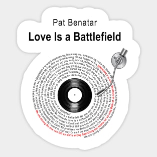 LOVE IS A BATTLEFILED LYRICS ILLUSTRATIONS Sticker